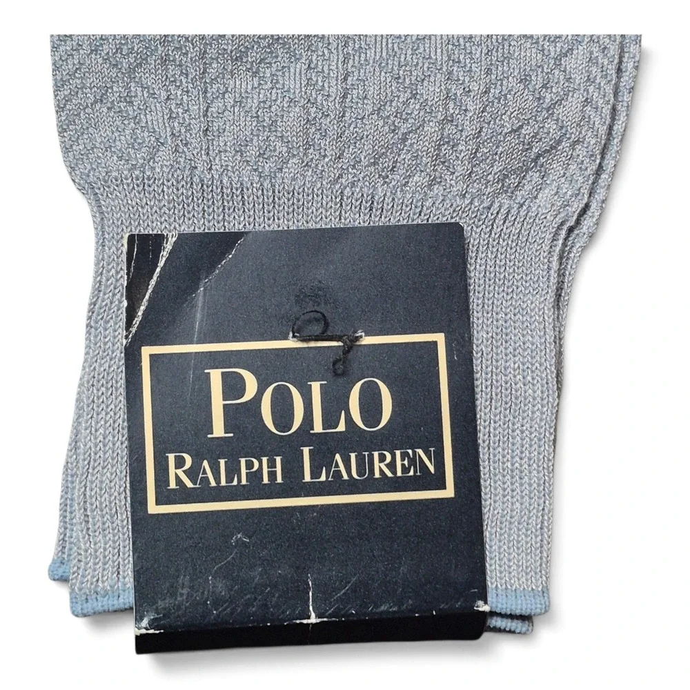 VTG Polo Ralph Lauren Linen Cotton Dress Socks Light Blue Made Japan NOS 90s